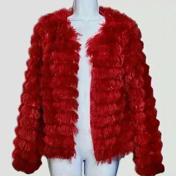 Furry Burgundy Jacket (45) - Picture 1 of 10